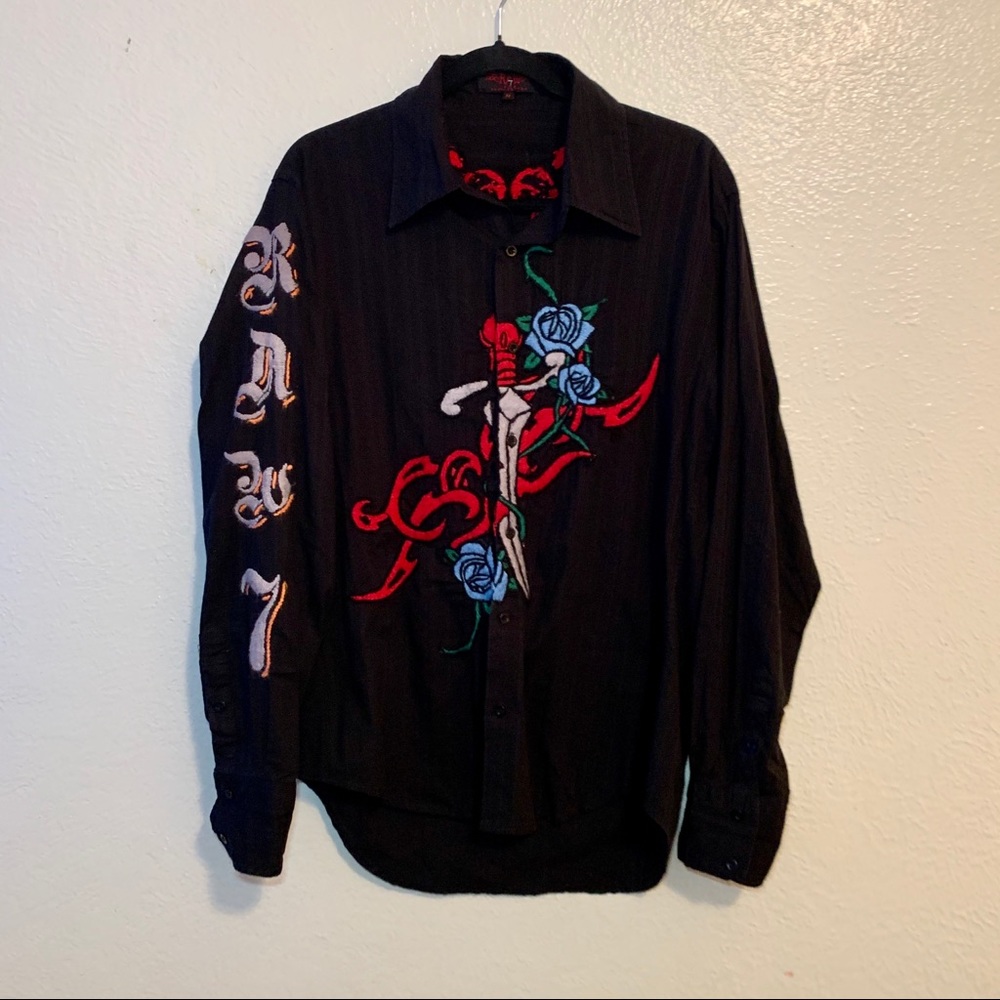 💡Black Raw 7 Long Sleeve Button